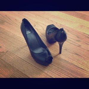 Stuart Weizmann Black Peeptoe Heels